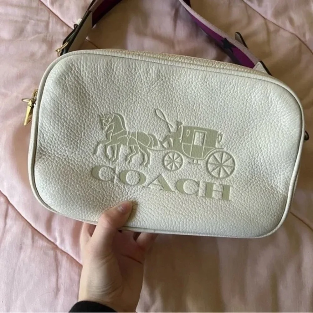 Coach Jes Crossbody Bag Chalk F75818 Pink Strap With Stars